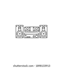 audio station doodle sketch style icon. isolated on white background simple ink hand drawn Vector illustration