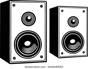 Audio stereo speaker design isolated on white background eps