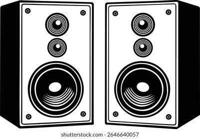 Audio stereo speaker design isolated on white background eps