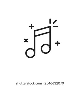 audio streaming icon like thin line music note. linear style trend modern logotype graphic art design element isolated on white. concept of badge for digital play list or podcast platform label