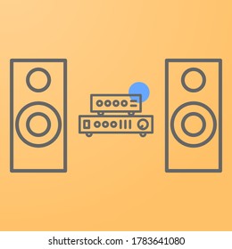 icono de línea de equipo de estudio de audio, sistema de sonido y símbolo de tecnología de música