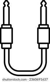 Audio studio flat icon vector. Audio aux jack cable connector musical instruments equipment. Two way curve power line.