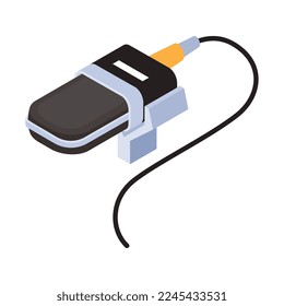 Audio studio isometric icon with microphone on white background 3d vector illustration