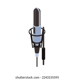 Audio studio isometric icon with professional microphone 3d vector illustration