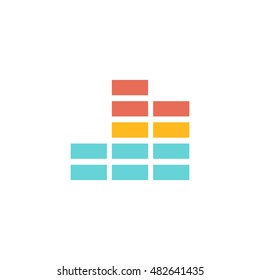 Audio symbol icon in flat color style. Computer data music streaming online download car audio interface