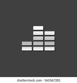 Audio symbol icon in metallic grey color style. Computer data music streaming