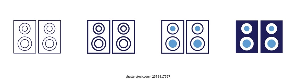 Audio system icon in 4 different styles. Thin Line, Line, Bold Line, Duotone. Duotone style. Editable stroke.