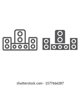 Audio system line and glyph icon, technology and device, sound system sign, vector graphics, a linear pattern on a white background, eps 10.