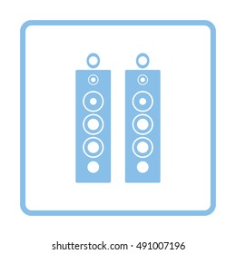 Audio system speakers icon. Blue frame design. Vector illustration.