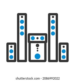 Icono de altavoces del sistema de audio. Diseño de contorno negrita con ancho de trazo editable. Ilustración vectorial.