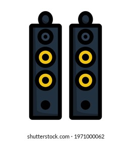 Audio System Speakers Icon. Editable Bold Outline With Color Fill Design. Vector Illustration.