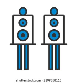 Audio System Speakers Icon. Editable Bold Outline With Color Fill Design. Vector Illustration.