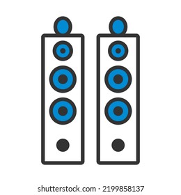 Audio System Speakers Icon. Editable Bold Outline With Color Fill Design. Vector Illustration.