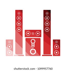 Audio system speakers icon. Flat color design. Vector illustration.