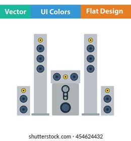 Audio system speakers icon. Flat color design. Vector illustration.