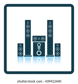 Audio system speakers icon. Shadow reflection design. Vector illustration.