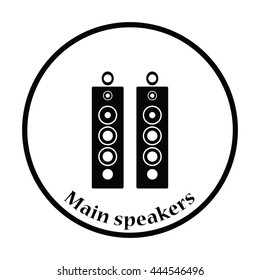 Audio system speakers icon. Thin circle design. Vector illustration.