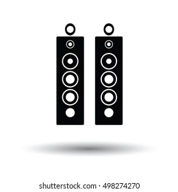 Audio system speakers icon. White background with shadow design. Vector illustration.