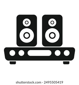 Audiosystem mit zwei Lautsprechern, die auf der Plattform stehen und laute Musik abspielen