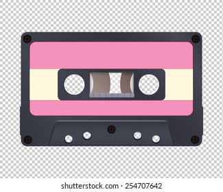 Audio tape cassette- vector drawing isolated on transparent background
