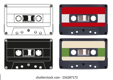 Audio tape cassette - vector drawing isolated on white background