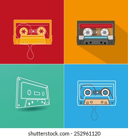 Audio tape. Flat design vector illustration