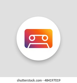 Audio tape icon vector, clip art. Also useful as logo, circle app icon, web element, symbol, silhouette and illustration.