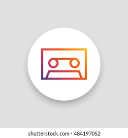 Audio tape icon vector, clip art. Also useful as logo, circle app icon, web element, symbol, silhouette and illustration.