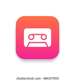Audio tape icon vector, clip art. Also useful as logo, square app icon, web element, symbol, silhouette and illustration.