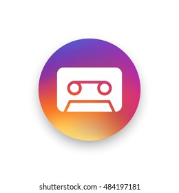 Audio tape icon vector, clip art. Also useful as logo, circle app icon, web element, symbol, silhouette and illustration.