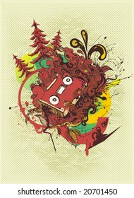 audio tape on abstract background,vector illustration