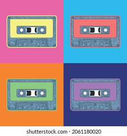 Audio Tape Pop Art Style Andy Warhol style Vector illustration