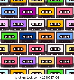 audio tape seamless pattern. vector illustration