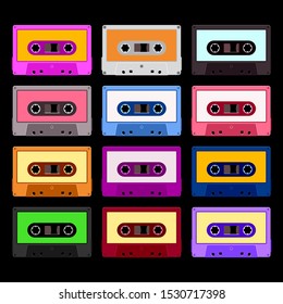 audio tape set. vector illustration