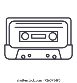 audio tape vector line icon, sign, illustration on background, editable strokes