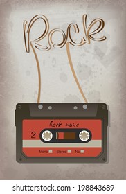 Audio tape with word: Rock