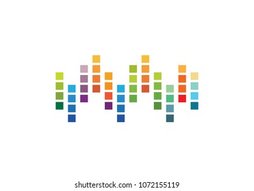 Audio technology, music sound waves vector icon illustration