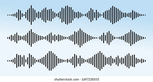 Audio technology, music sound waves vector icon. Black waves as equalizer. 
