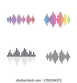 Audio technology, music sound waves vector icon illustration