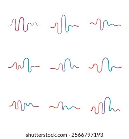 Audio technology  music sound waves set vector icon illustration