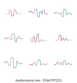 Audio technology  music sound waves set vector icon illustration