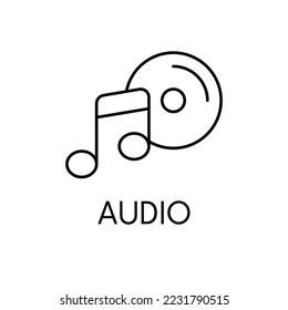 Audio-dünne Linie Symbol auf weißem Hintergrund