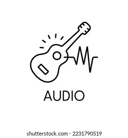 Audio thin line icon on white background