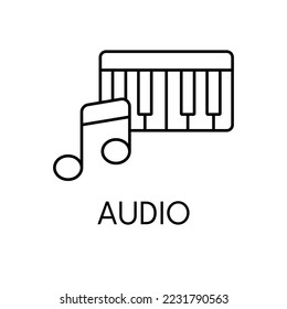 Audio-dünne Linie Symbol auf weißem Hintergrund