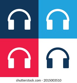 Audio Tool For Head blue and red four color minimal icon set