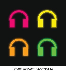 Audio Tool For Head four color glowing neon vector icon