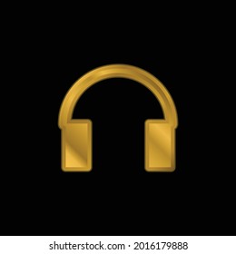 Audio Tool For Head gold plated metalic icon or logo vector