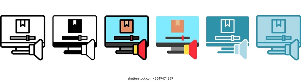 Audio Tool multi style, mini illustration icon set. Vector for modern concept, print, UI, UX kit, web and app development. Related to product offering, marketing, business.
