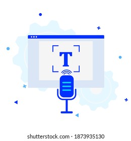 Icono de transcripción de audio. Proceso de conversión de voz en texto mediante tecnologías de IA. Reconocimiento automático de voz. De voz a texto. Ilustración del concepto de vector.