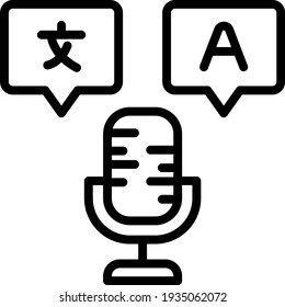 Audio Translation Service Concept Vector line Icon Design, Language Translation symbol on white background, Dub localization stock illustration